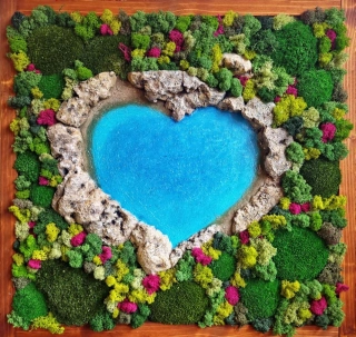Mechový obraz Srdce 66 x 63cm